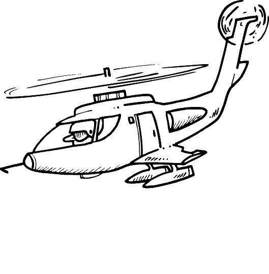 Coloriage d'un hélicoptère en vol au-dessus d'un paysage