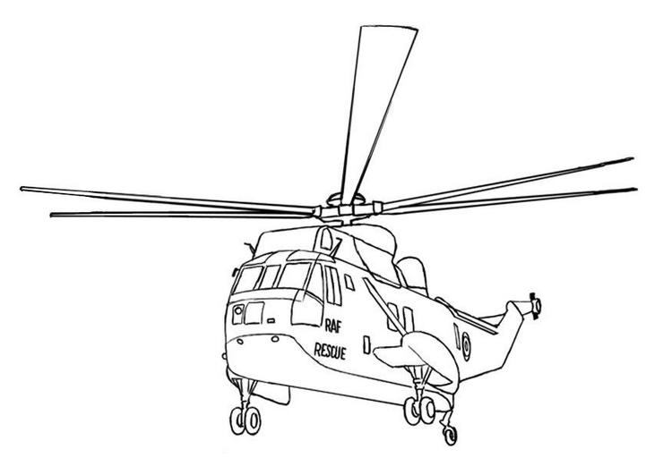 Coloriage d'un hélicoptère en vol sur un fond nuageux
