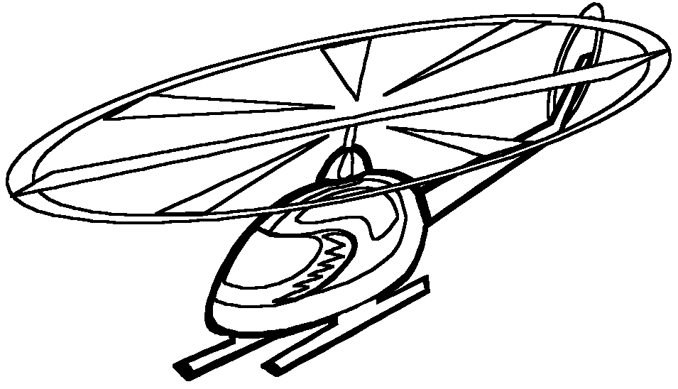 Coloriage d'un hélicoptère en vol au-dessus de paysages