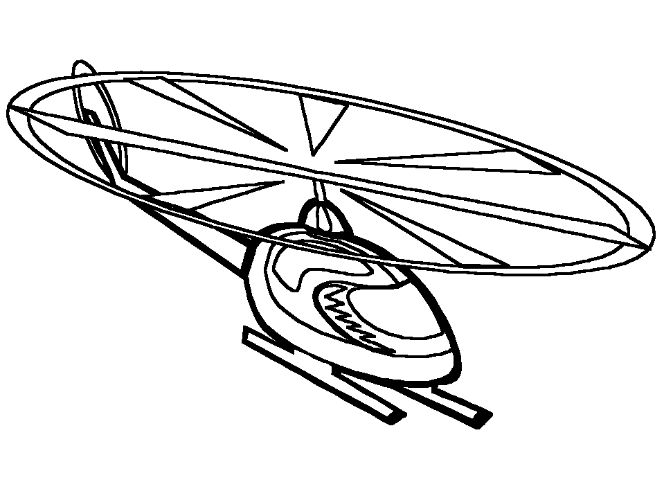 Coloriage d'un hélicoptère survolant un paysage
