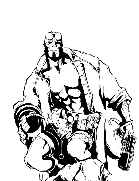 Hellboy en pleine action dans un décor mystérieux