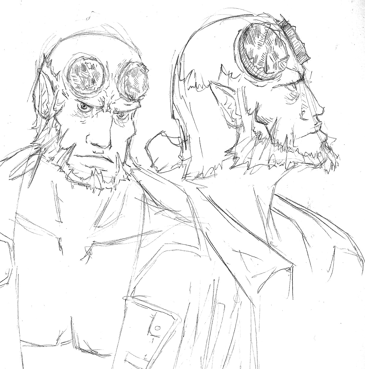 Coloriage de Hellboy, héros aux pouvoirs mystérieux dans un décor sombre