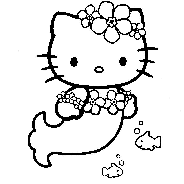 Coloriage de Hello Kitty avec un gâteau d'anniversaire Coloriage de Hello Kitty avec un gâteau d'anniversaire