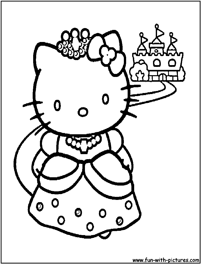 Coloriage de Hello Kitty avec un nœud et un sourire amical Coloriage de Hello Kitty avec un nœud et un sourire amical