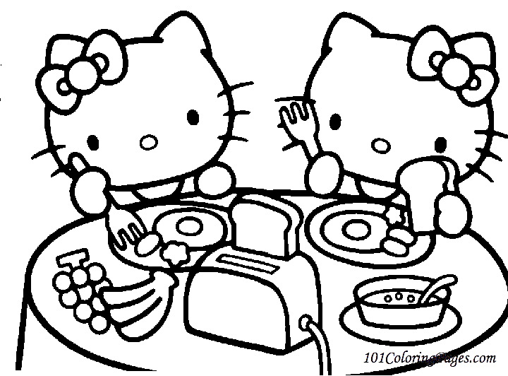 Coloriage Hello Kitty dans un décor floral Coloriage Hello Kitty dans un décor floral
