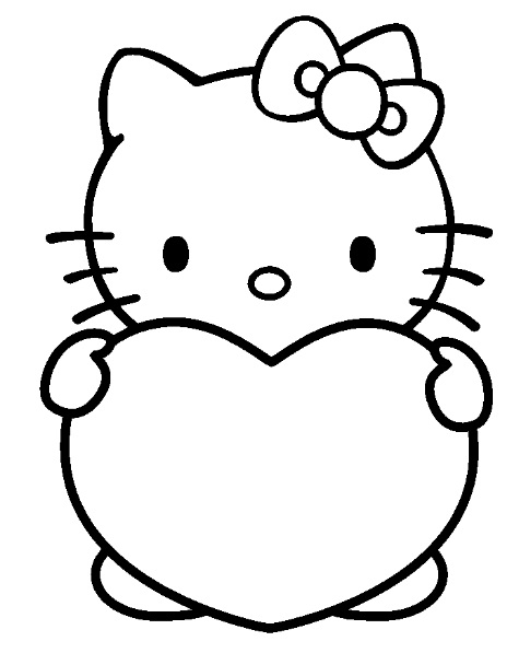Coloriage de Hello Kitty avec un petit oiseau sur une fleur Coloriage de Hello Kitty avec un petit oiseau sur une fleur