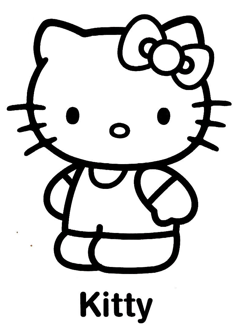 Coloriage d'Hello Kitty assise avec un nœud sur la tête Coloriage d'Hello Kitty assise avec un nœud sur la tête
