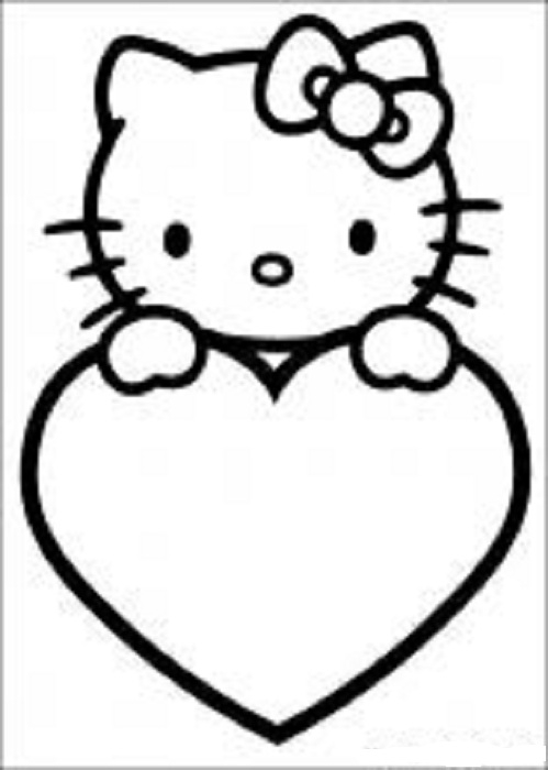 Coloriage de Hello Kitty entourée d'éléments ludiques Coloriage de Hello Kitty entourée d'éléments ludiques
