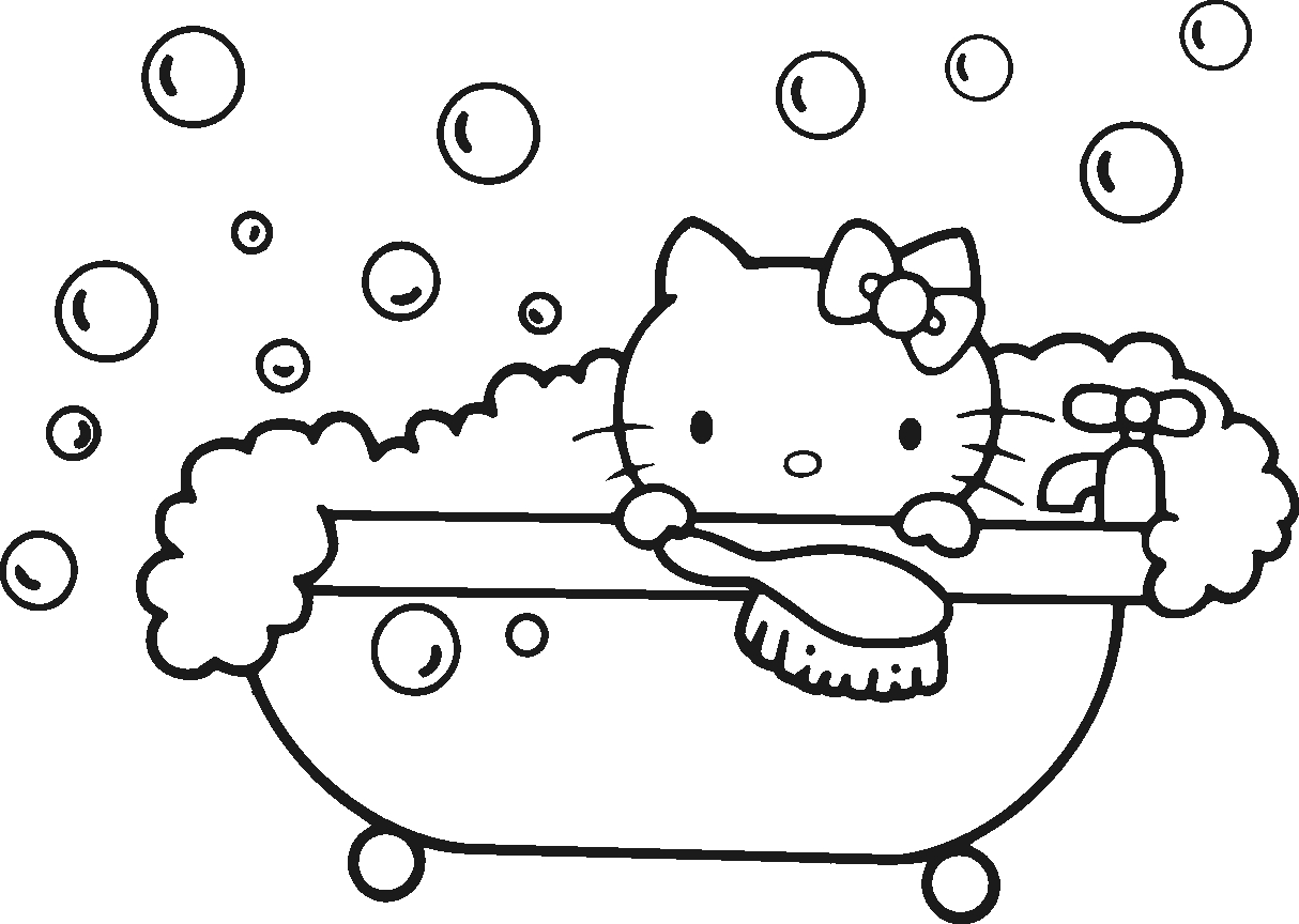 Coloriage de Hello Kitty avec un petit oiseau sur une fleur Coloriage de Hello Kitty avec un petit oiseau sur une fleur