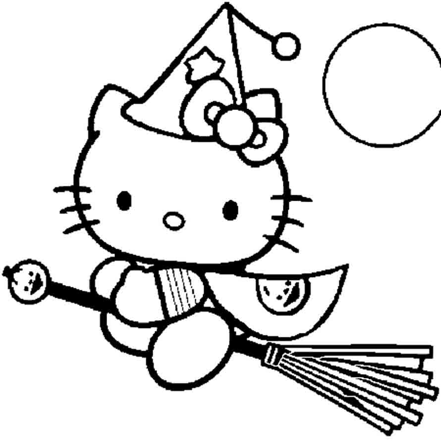 Coloriage de Hello Kitty avec un nœud sur la tête dans un décor simple Coloriage de Hello Kitty avec un nœud sur la tête dans un décor simple