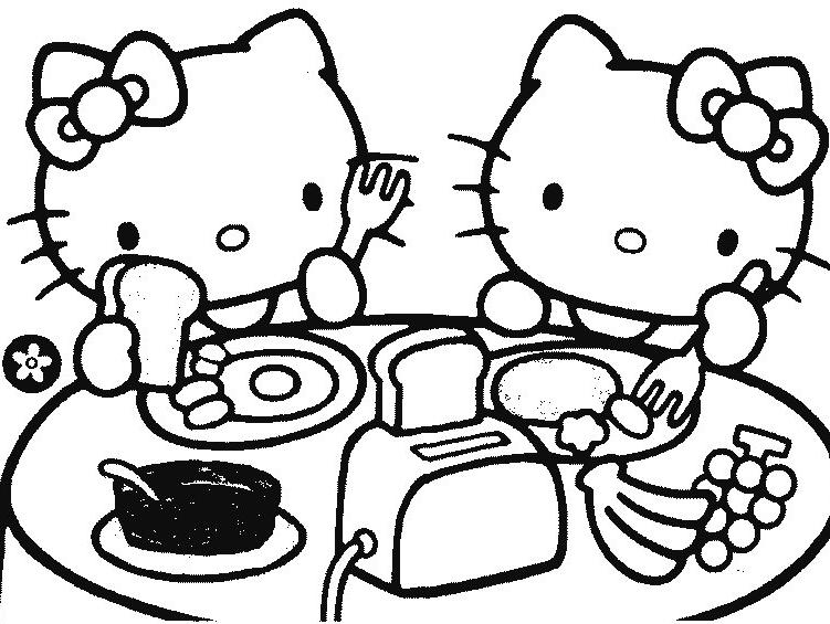 Coloriage de Hello Kitty avec un joli nœud sur fond simple Coloriage de Hello Kitty avec un joli nœud sur fond simple