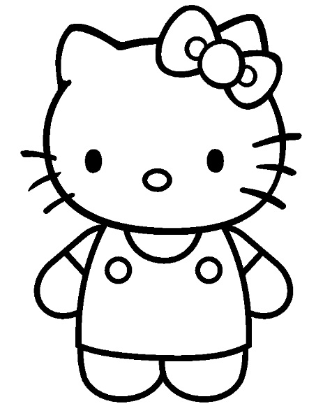 Coloriage de Hello Kitty entourée de fleurs sur un fond simple Coloriage de Hello Kitty entourée de fleurs sur un fond simple