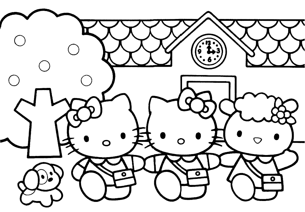Coloriage de Hello Kitty en pleine activité de jardinage Coloriage de Hello Kitty en pleine activité de jardinage