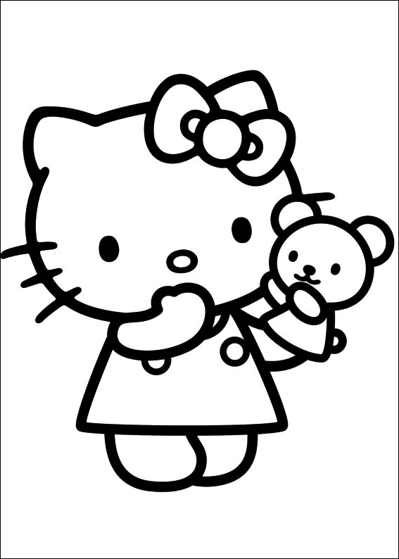 Coloriage de Hello Kitty avec un chapeau de paille et un papillon Coloriage de Hello Kitty avec un chapeau de paille et un papillon