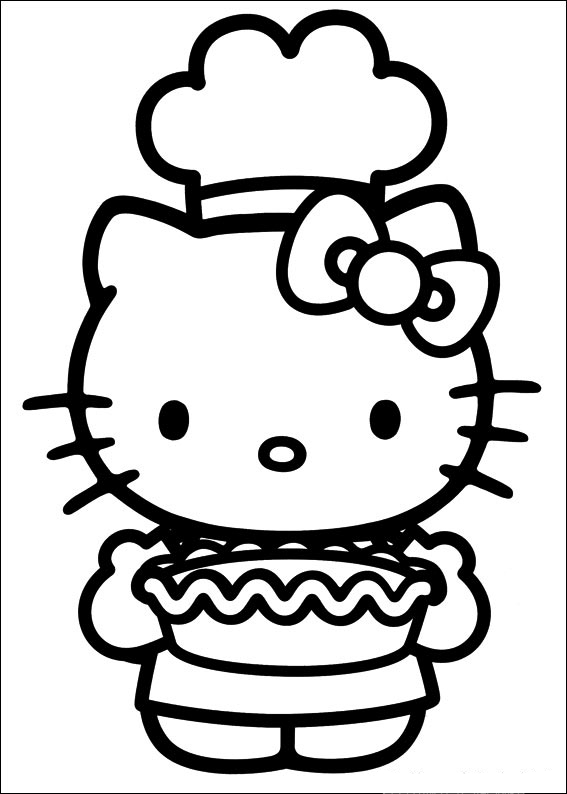 Coloriage de Hello Kitty en train de s'amuser avec un nœud géant Coloriage de Hello Kitty en train de s'amuser avec un nœud géant