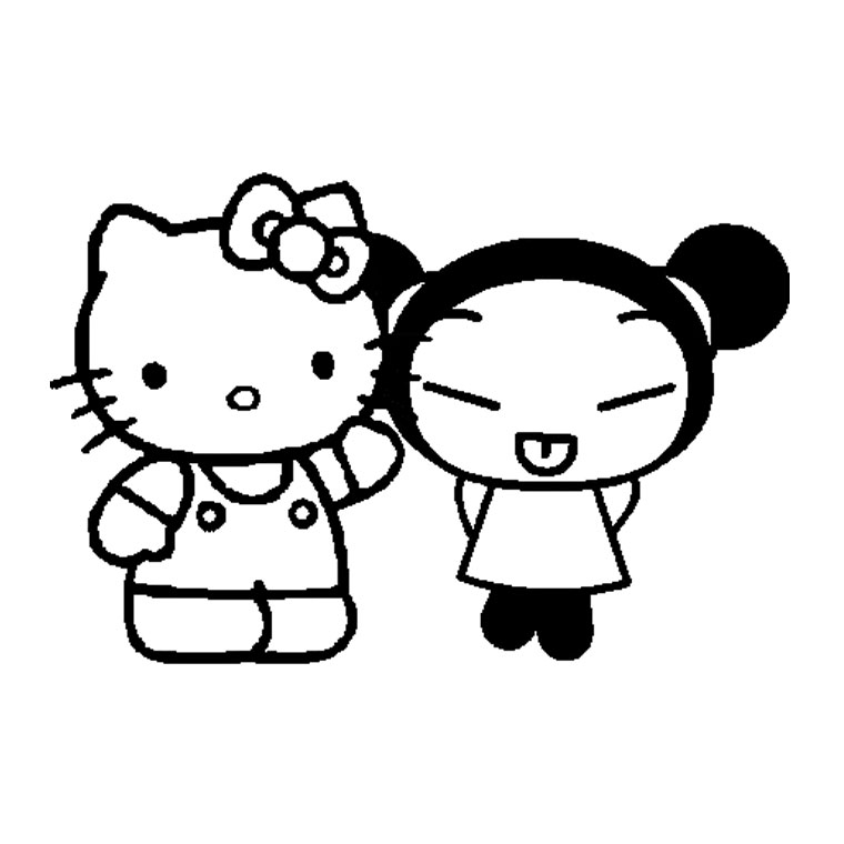 Coloriage de Hello Kitty avec un nœud sur la tête dans un cadre simple Coloriage de Hello Kitty avec un nœud sur la tête dans un cadre simple