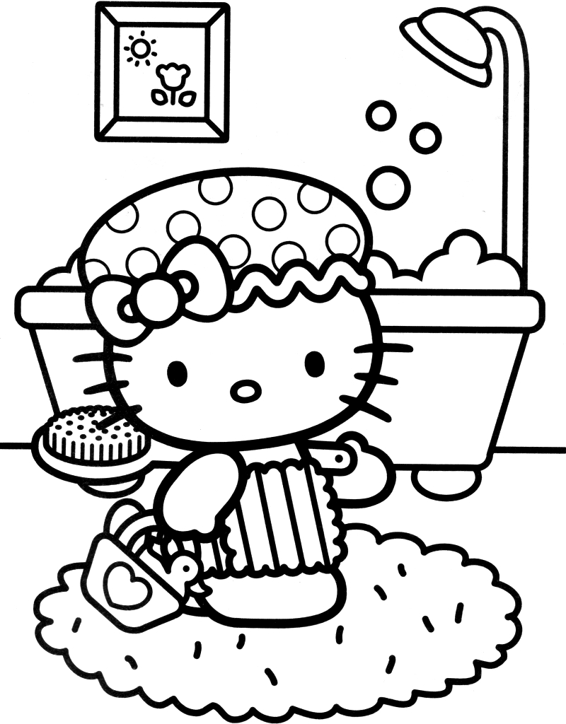 Coloriage de Hello Kitty dans un environnement ludique Coloriage de Hello Kitty dans un environnement ludique