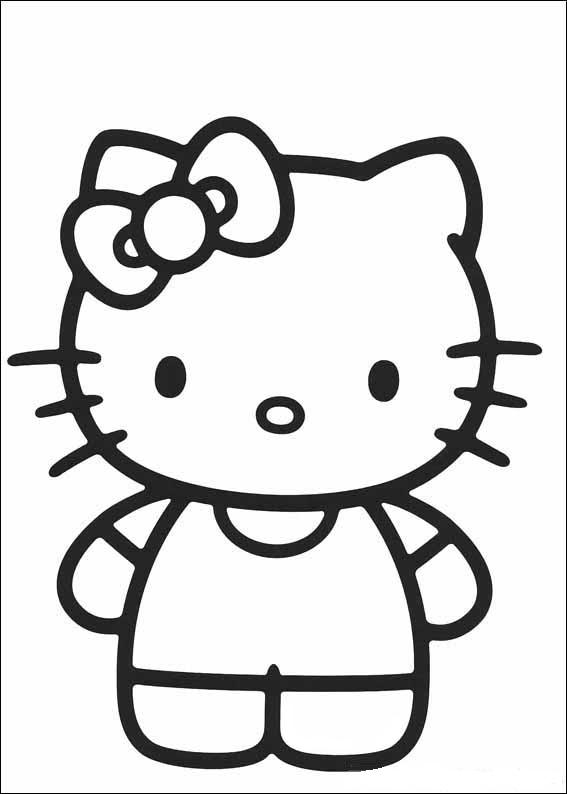 Coloriage de Hello Kitty avec un gâteau d'anniversaire Coloriage de Hello Kitty avec un gâteau d'anniversaire