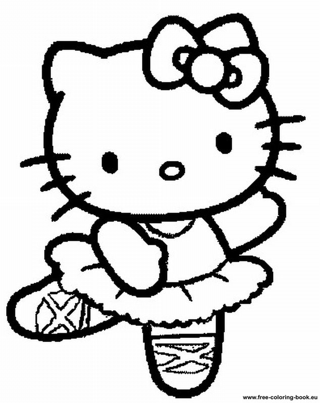 Coloriage de Hello Kitty avec un nœud sur la tête et un décor simple Coloriage de Hello Kitty avec un nœud sur la tête et un décor simple