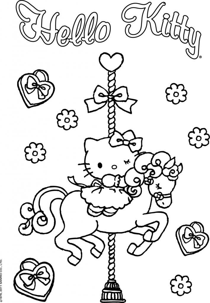 Coloriage de Hello Kitty jouant avec un papillon dans un jardin Coloriage de Hello Kitty jouant avec un papillon dans un jardin