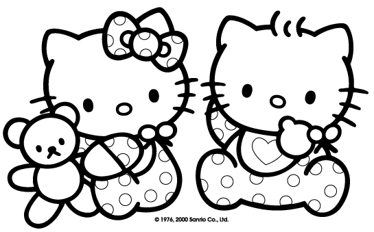 Coloriage de Hello Kitty avec un petit oiseau dans un décor floral Coloriage de Hello Kitty avec un petit oiseau dans un décor floral