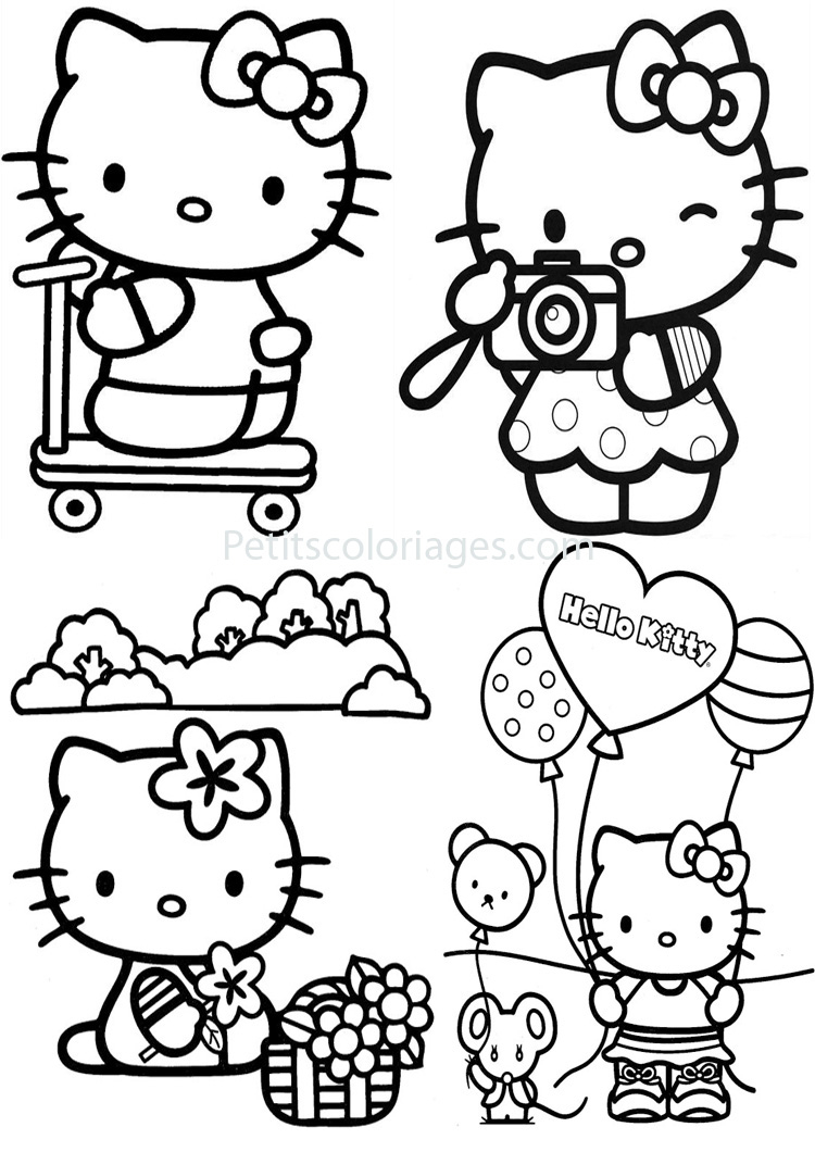 Coloriage de Hello Kitty avec un joli nœud sur la tête Coloriage de Hello Kitty avec un joli nœud sur la tête