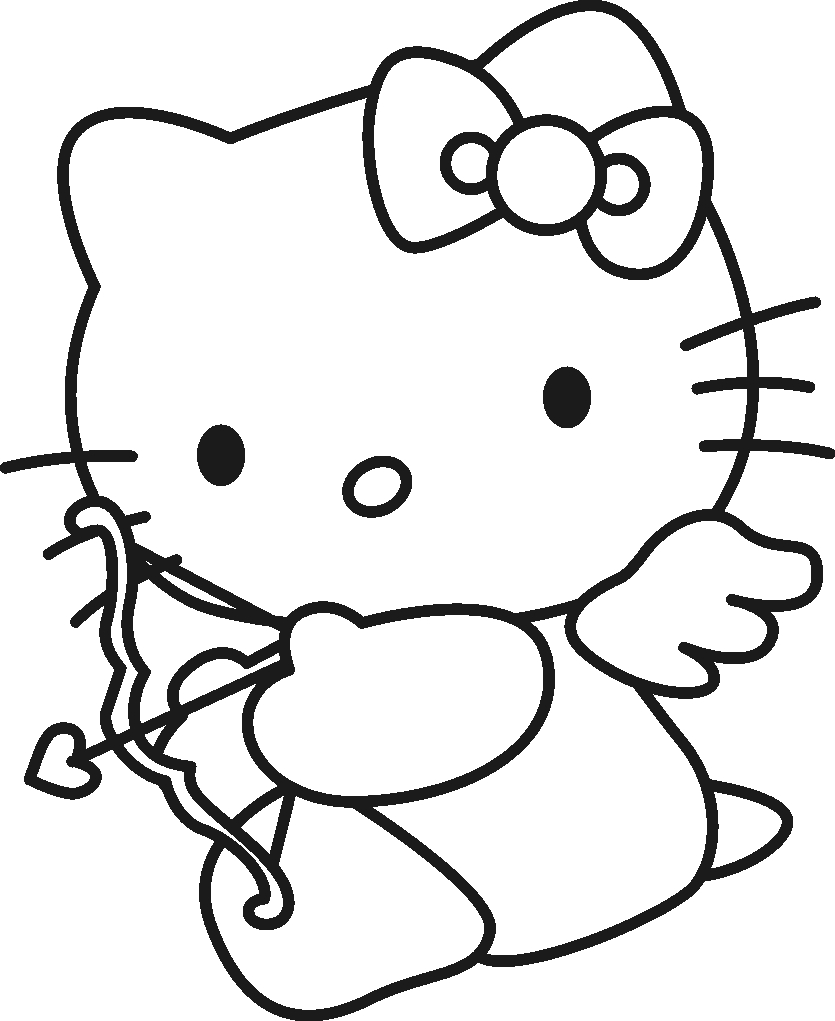 Coloriage de Hello Kitty avec un petit oiseau dans un décor floral Coloriage de Hello Kitty avec un petit oiseau dans un décor floral