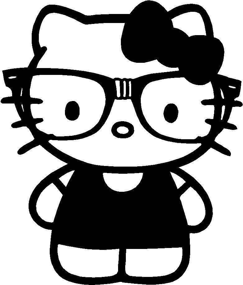 Coloriage de Hello Kitty avec un nœud et un sourire Coloriage de Hello Kitty avec un nœud et un sourire