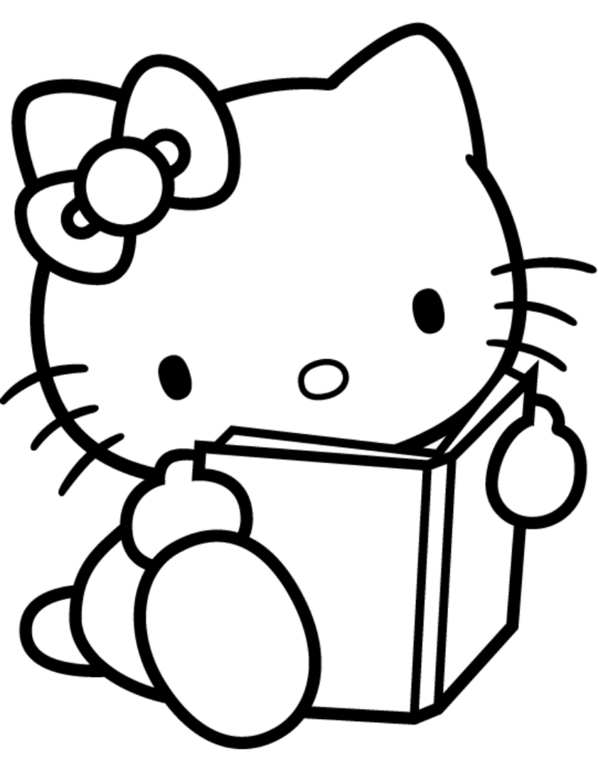 Coloriage de Hello Kitty avec un arc-en-ciel et des fleurs Coloriage de Hello Kitty avec un arc-en-ciel et des fleurs