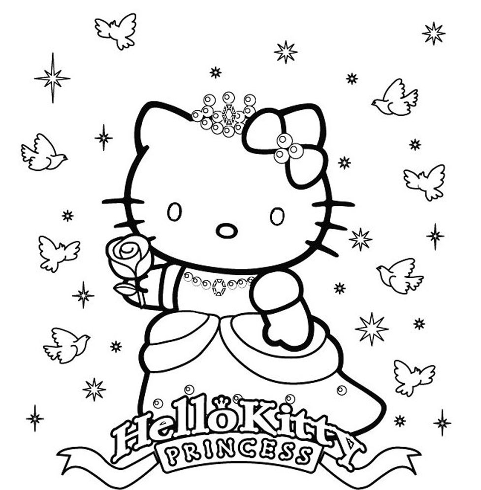 Coloriage de Hello Kitty avec un nœud sur la tête dans un décor simple Coloriage de Hello Kitty avec un nœud sur la tête dans un décor simple