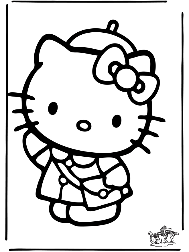 Coloriage de Hello Kitty en train de jouer avec un papillon Coloriage de Hello Kitty en train de jouer avec un papillon