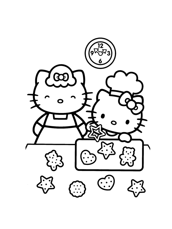 Coloriage de Hello Kitty avec un arc-en-ciel et un nuage Coloriage de Hello Kitty avec un arc-en-ciel et un nuage