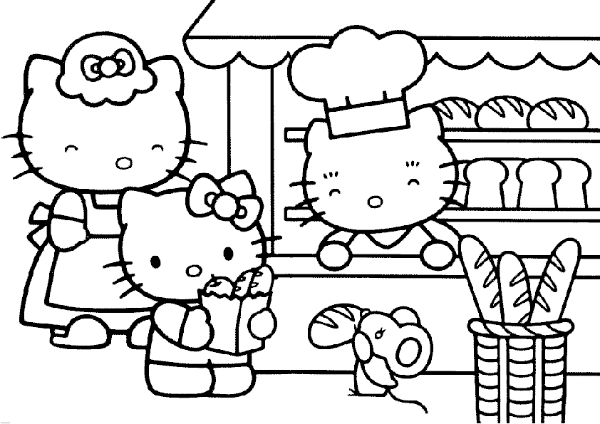 Coloriage de Hello Kitty avec un arc-en-ciel et des nuages Coloriage de Hello Kitty avec un arc-en-ciel et des nuages