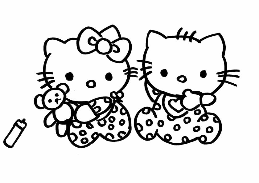 Coloriage de Hello Kitty avec un joli nœud et un décor simple Coloriage de Hello Kitty avec un joli nœud et un décor simple