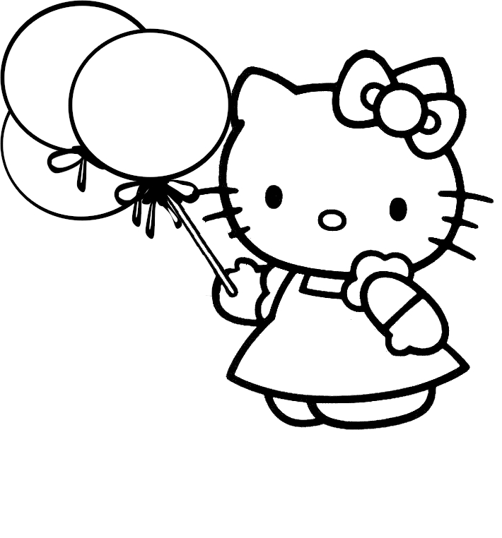 Coloriage de Hello Kitty avec un joli nœud et un fond simple Coloriage de Hello Kitty avec un joli nœud et un fond simple