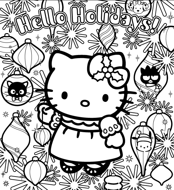 Coloriage de Hello Kitty avec un arc-en-ciel et des nuages Coloriage de Hello Kitty avec un arc-en-ciel et des nuages