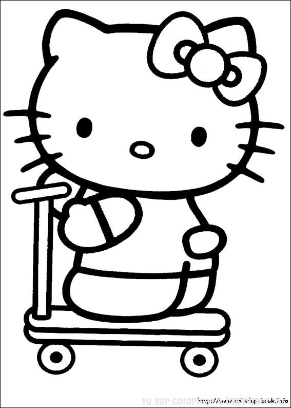 Coloriage de Hello Kitty avec un arc-en-ciel et des nuages Coloriage de Hello Kitty avec un arc-en-ciel et des nuages