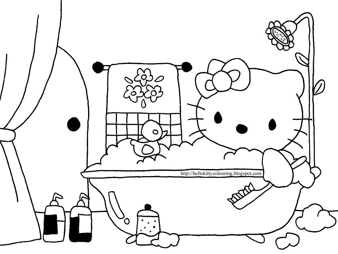 Coloriage de Hello Kitty avec un ballon dans un décor enjoué Coloriage de Hello Kitty avec un ballon dans un décor enjoué