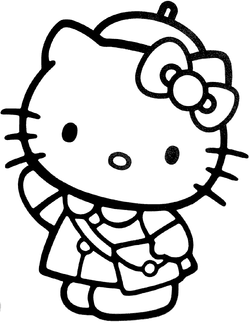 Coloriage d'Hello Kitty avec un papillon et des fleurs Coloriage d'Hello Kitty avec un papillon et des fleurs