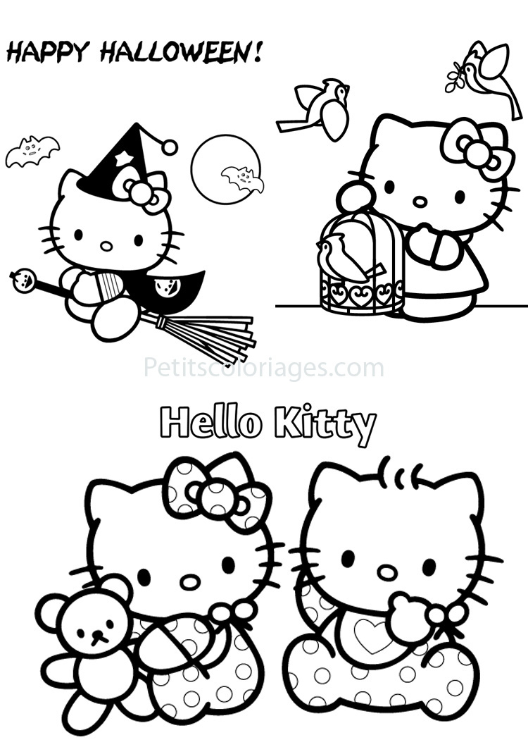 Coloriage de Hello Kitty en train de jouer avec un papillon Coloriage de Hello Kitty en train de jouer avec un papillon