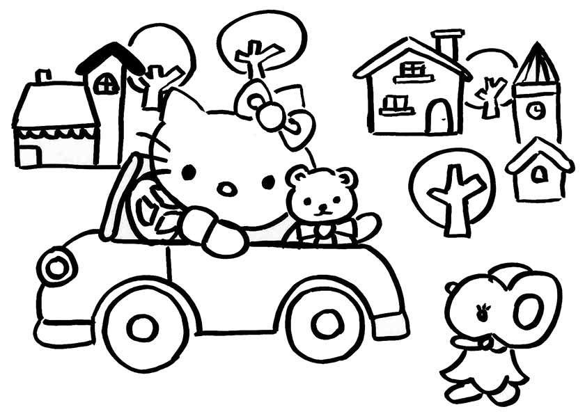 Coloriage de Hello Kitty en train de jouer avec un cerf-volant dans un paysage ensoleillé Coloriage de Hello Kitty en train de jouer avec un cerf-volant dans un paysage ensoleillé