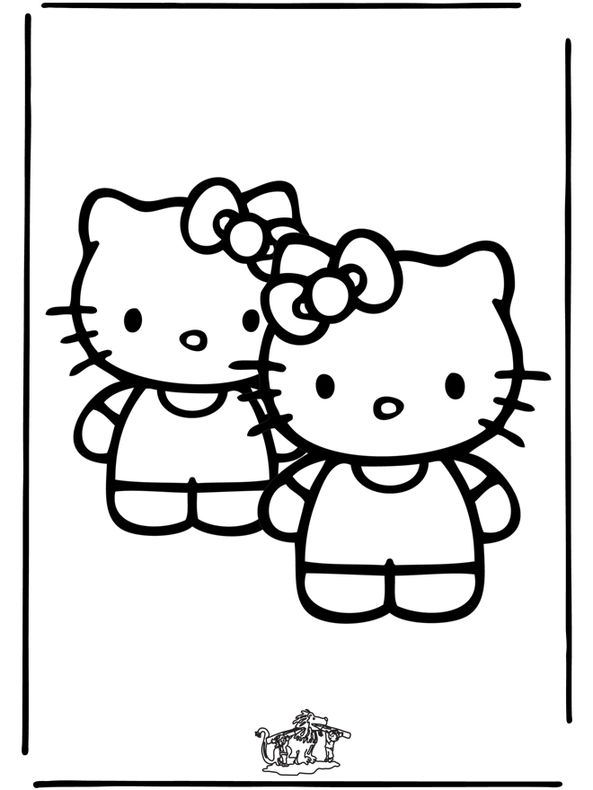 Coloriage de Hello Kitty avec un nœud et un joli décor floral Coloriage de Hello Kitty avec un nœud et un joli décor floral