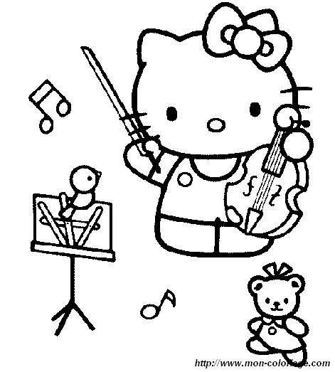 Coloriage de Hello Kitty jouant avec un arc-en-ciel Coloriage de Hello Kitty jouant avec un arc-en-ciel