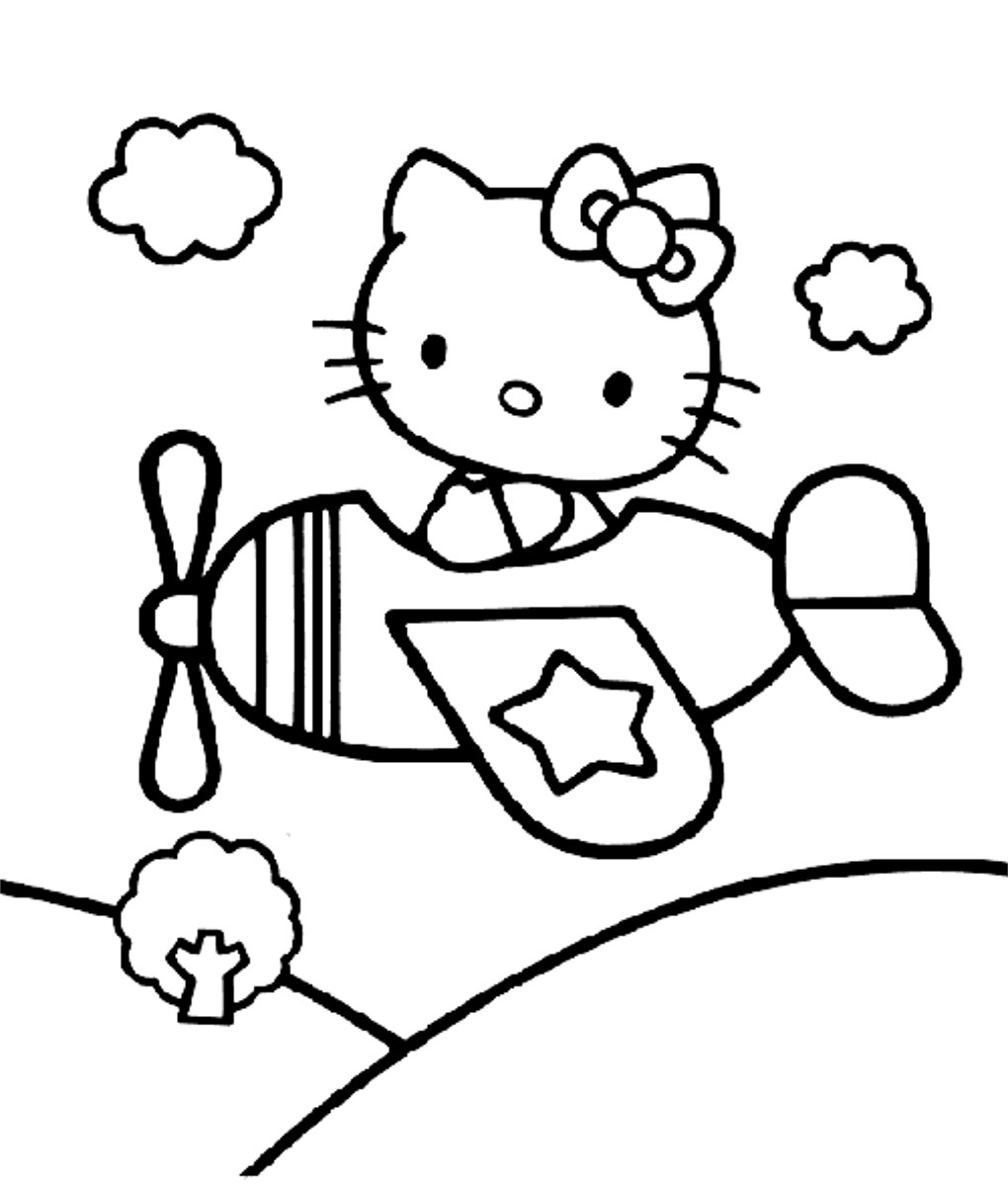 Coloriage d'Hello Kitty avec un cupcake dans un décor joyeux Coloriage d'Hello Kitty avec un cupcake dans un décor joyeux