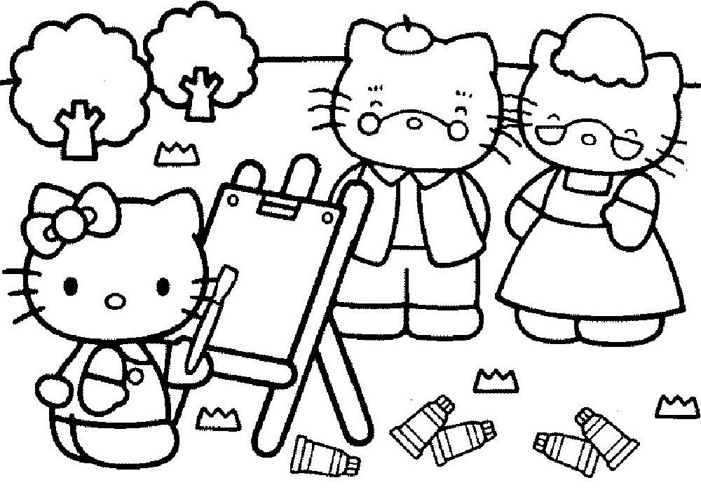 Coloriage de Hello Kitty avec un ballon et des motifs floraux Coloriage de Hello Kitty avec un ballon et des motifs floraux