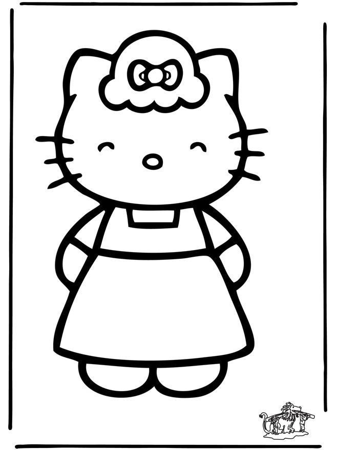 Coloriage de Hello Kitty avec un nœud et des éléments décoratifs Coloriage de Hello Kitty avec un nœud et des éléments décoratifs