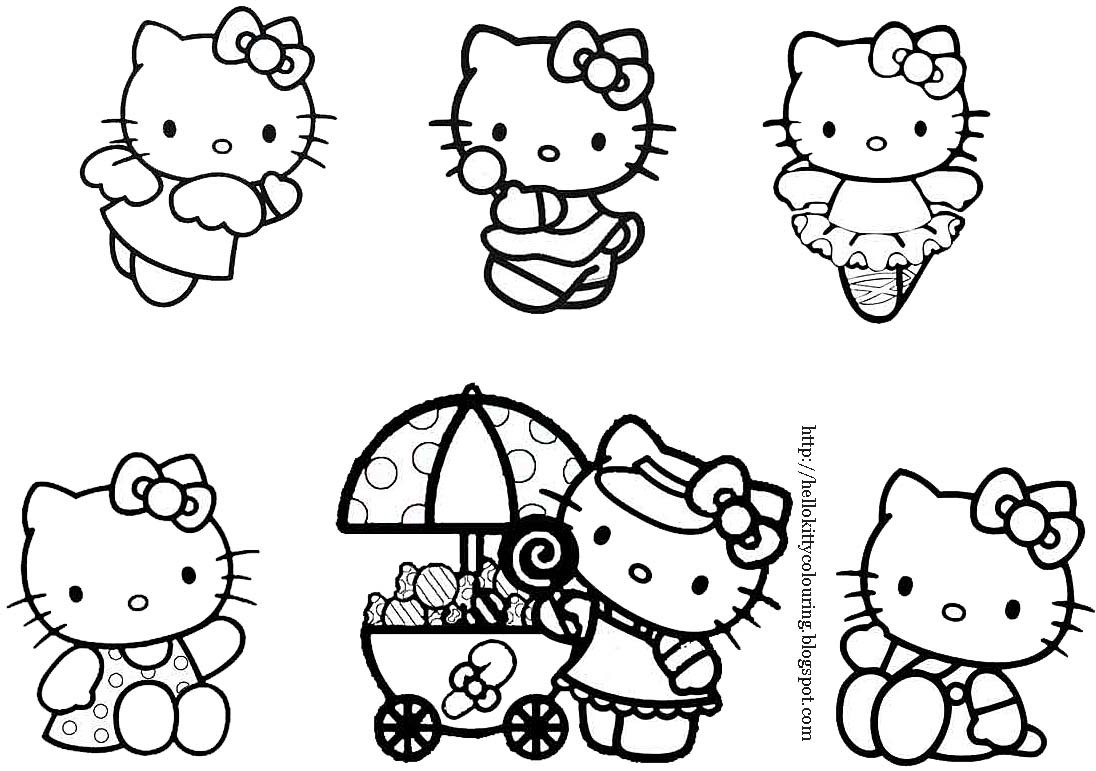 Coloriage de Hello Kitty avec un ami dans un décor joyeux Coloriage de Hello Kitty avec un ami dans un décor joyeux