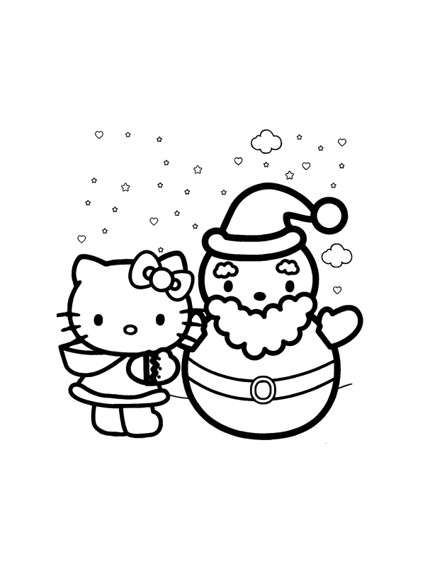 Coloriage de Hello Kitty avec un nœud dans les cheveux et un fond simple Coloriage de Hello Kitty avec un nœud dans les cheveux et un fond simple