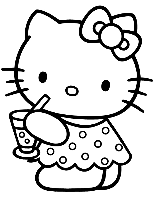 Coloriage de Hello Kitty avec un ami dans un décor joyeux Coloriage de Hello Kitty avec un ami dans un décor joyeux