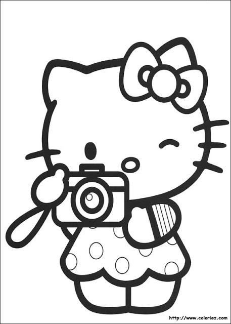 Coloriage de Hello Kitty avec un joli papillon et un décor printanier Coloriage de Hello Kitty avec un joli papillon et un décor printanier